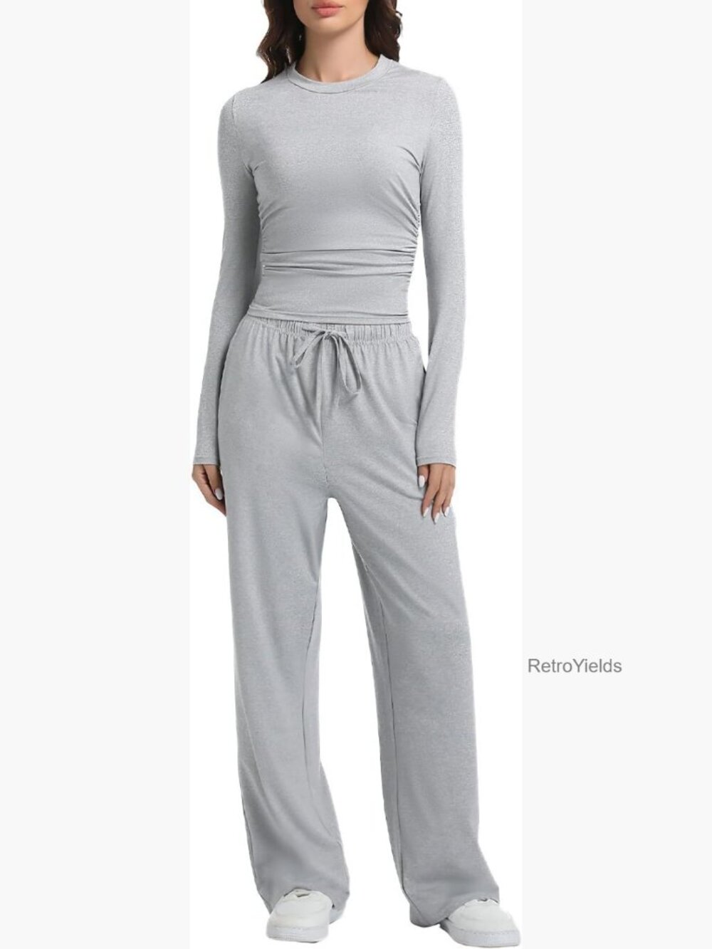 Matching Loungewear Set Long Sleeve Wide Leg Tracksuit 2 Piece Fall Outfits